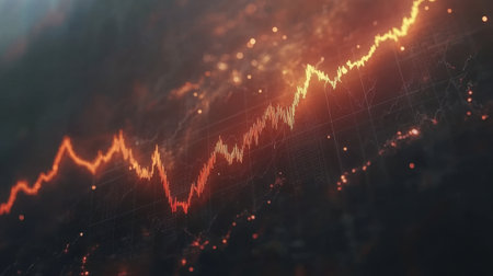 Abstract representation of a financial chart showcasing growth trends in a vibrant and dynamic style, perfect for financial analysis, investment insights, and market trends.の素材