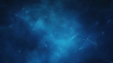 Explore a captivating abstract digital background featuring elegant blue hues and geometric shapes, ideal for enhancing technology or fantasy-themed projects.の素材