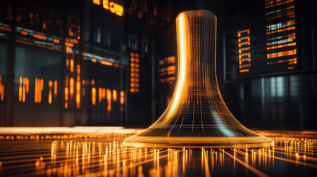 An intricate glowing structure in a digital atmosphere captures the essence of future technology and innovation, perfect for themes related to science and design.の素材