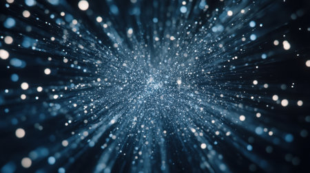 A captivating abstract image showcasing luminous particles radiating in a stunning display, perfect for conveying concepts of energy, innovation, and cosmic exploration.の素材