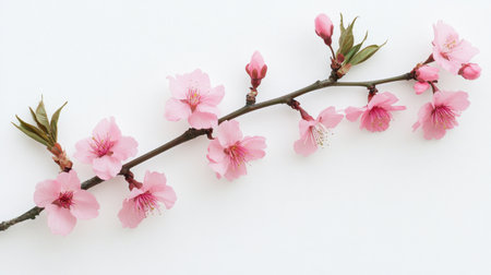 Captivating cherry blossom branch showcasing soft pink flowers, symbolizing spring's beauty and renewal, perfect for any nature-themed project or seasonal decoration.の素材