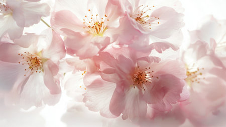 A beautiful collection of soft pink cherry blossom flowers illuminates the scene, creating a serene atmosphere perfect for nature enthusiasts and floral art lovers.の素材