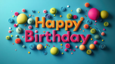 This colorful and playful birthday background features vibrant balloons and decorative elements, perfect for any celebration or party invitation design.の素材