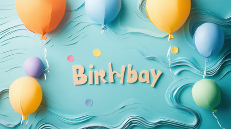 A vibrant birthday celebration scene featuring colorful balloons and decorative elements, creating a joyful atmosphere perfect for party themes and festive gatherings.の素材