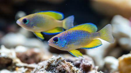 Capture the essence of ocean beauty with this vibrant scene of tropical fish swimming among stunning coral, showcasing color and life in an underwater paradise.の素材