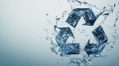 A vibrant splash of water forms a recycle symbol, highlighting the importance of sustainability and environmental consciousness in our daily lives and practices.の素材