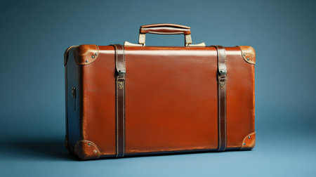 This vintage leather suitcase showcases exquisite craftsmanship with a classic design, perfect for travel themes, storytelling, or nostalgic imagery. Ideal for various creative projects.の素材