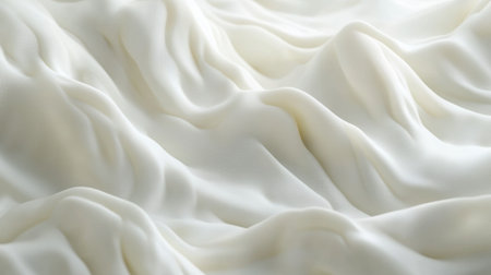 An elegant soft white fabric with gentle waves creates a serene and sophisticated background, ideal for artistic projects, photography, and design uses.の素材
