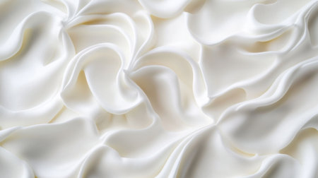 Delicate and smooth white satin fabric with elegant drapes and waves offers a luxurious background for fashion and textile design, conveying sophistication and beauty.の素材