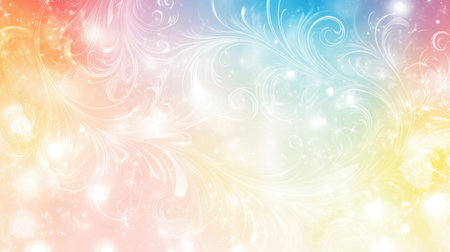 Soft and vibrant abstract background featuring elegant swirls and a bokeh effect, perfect for artistic projects, celebrations, or decorative purposes.の素材