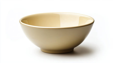 A minimalist cream ceramic bowl featuring a smooth finish, ideal for enhancing culinary presentations. Perfect for food photography and kitchen dの素材
