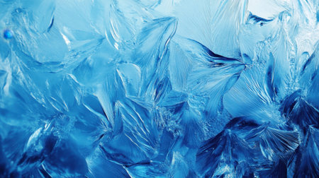 A stunning close-up of ice reveals intricate textures and fascinating shades of blue, perfect for capturing the beauty of winter or enhancing creative projects.の素材