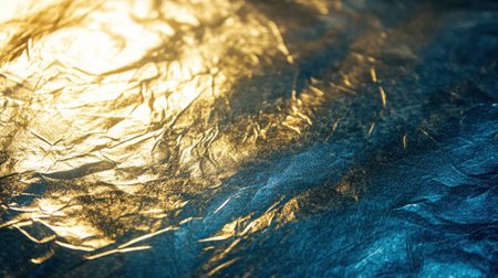 Captivating image of a textured metallic surface featuring golden and blue colors, creating a stunning visual effect perfect for artistic designs, backgrounds, and creative projects.の素材