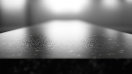 A close-up view of a smooth dark surface with subtle texture reflecting soft light, suitable for artistic backgrounds and creative designs. Perfect for minimalistic concepts.の素材