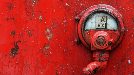 A detailed close-up image of an aged red fire hydrant showcasing a rusty outlet and weathered surface, perfect for illustrating urban safety and emergency infrastructure.の素材