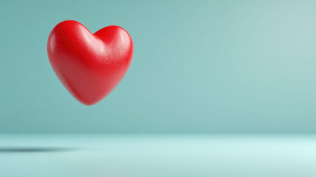 A radiant red heart floats gracefully against a soft blue backdrop, capturing the essence of love and connection, perfect for romantic and emotional themes.の素材