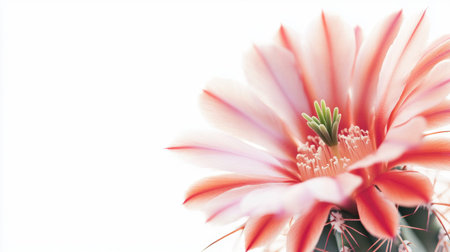 Stunning closeup of a pink cactus flower displaying intricate petals and vibrant colors, set against a clean white background, perfect for nature lovers and floral enthusiasts.の素材