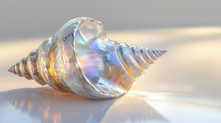 An exquisite close-up of a seashell showcasing its iridescent colors and swirling patterns. This image captures the serene beauty of nature's artistry, perfect for various creative projects.の素材