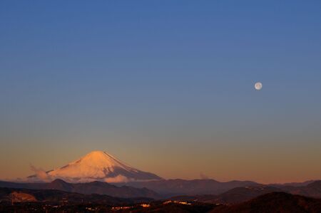 Mt FUJI  and the Moonの写真素材