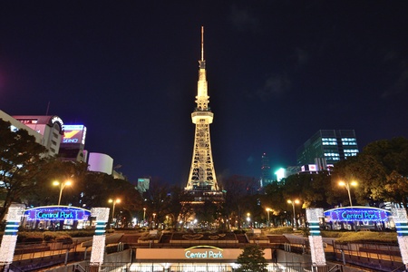 The night view of the Nagoya TV towerのeditorial素材
