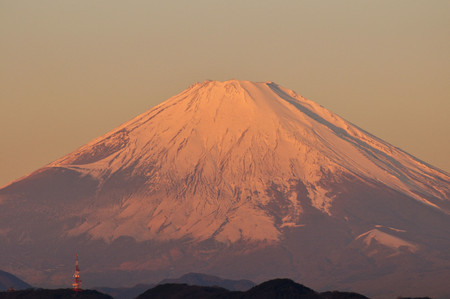 Mount Fuji of a morning glowの写真素材