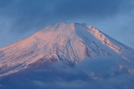 Mount Fuji which dyes red by the morning sunの写真素材
