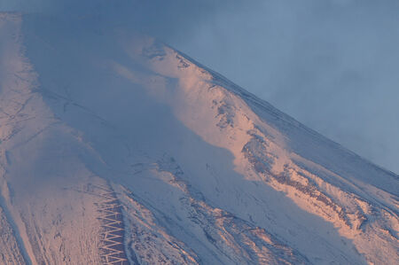 Mount Fuji which dyes red by the morning sunの写真素材