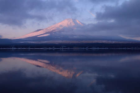 Mount Fuji which dyes red by the morning sunの写真素材