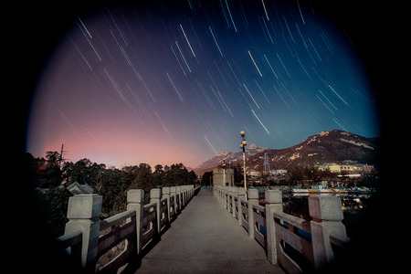Stars trail at Taishanの写真素材