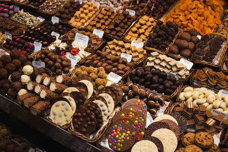 Sweets at street food market in Barcelona - Spainの写真素材