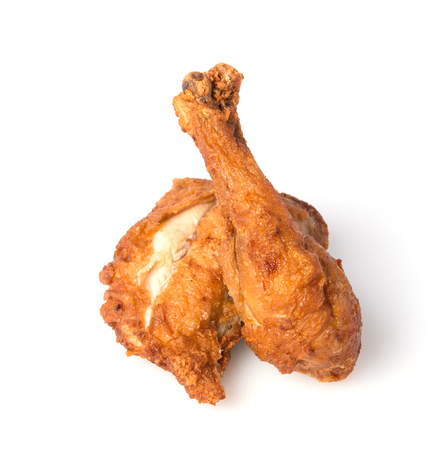 thai fried chicken isolated on whiteの写真素材