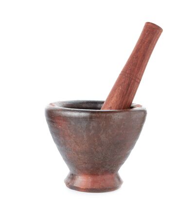 mortar on white backgroundの写真素材