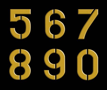 yellow metal number lettersの写真素材