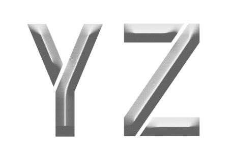 alphabet Y Z letters made from metalの写真素材