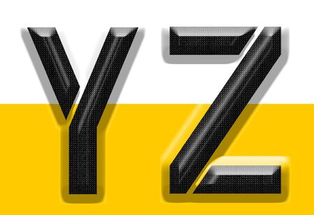 alphabet Y Z letters made from metalの写真素材