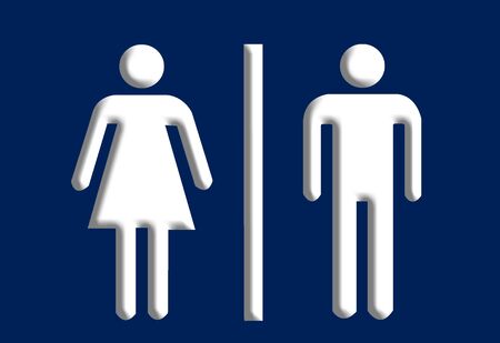 sign shows the way to the restroomの写真素材