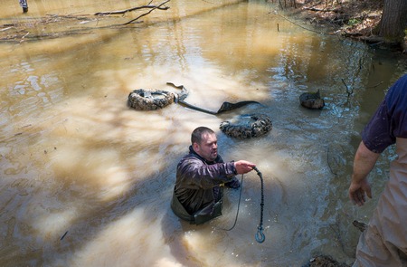 Khabarovsk , Russia - may 10, 2015 : Khabarovsk , Russia - may 10, 2015 : the ATV drowned in a large puddle Khabarovsk rally-2015のeditorial素材