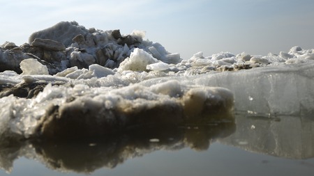the ice on the Amur river in Khabarovsk in Russiaの写真素材
