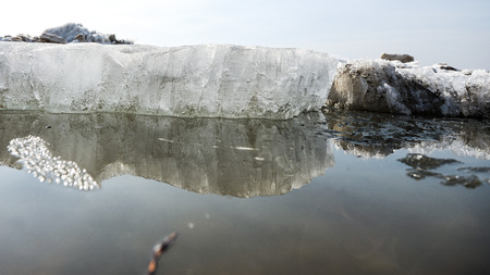 the ice on the Amur river in Khabarovsk in Russiaの写真素材