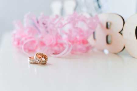 wedding rings and Bridal garter for weddingの写真素材