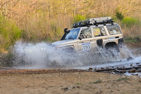 Vladivostok, Russia - may 1, 2014: car   goes off-roading in five-day race Russian rally 2014