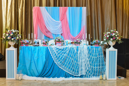 The elegant dinner table. decorations for weddingの写真素材