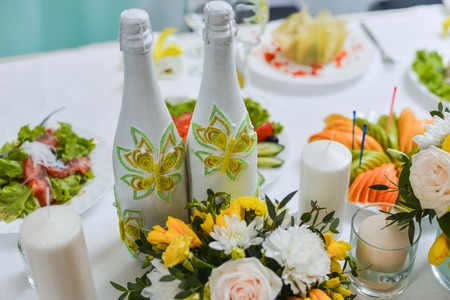 an image of tables setting at a luxury wedding hallの写真素材