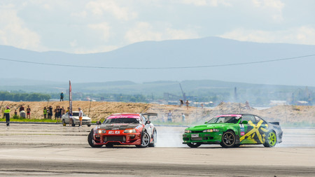 Khabarovsk Russia Jul 10, 2016 : Russian Drift Series Stage 4 RDS Vostok 2016のeditorial素材