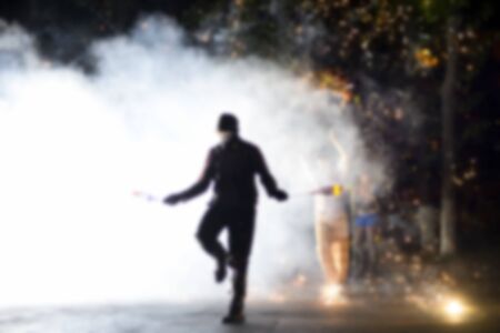 Fire show amazing at night . man and fireの写真素材