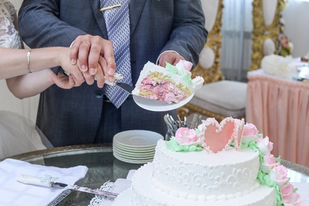 wedding cake for guests at a wedding partyの写真素材