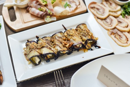 Assorted deli meats - ham, sausage, salami, parma prosciutto bacon fat salad languageの写真素材