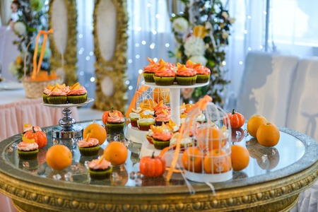 Wedding cake with red roses wedding cake. orangeの写真素材