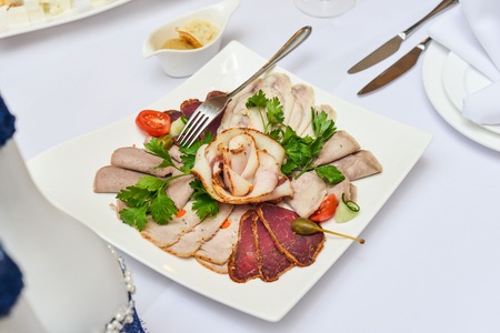 buffet table, Canape, sandwiches, snacks, holiday , sliced, glasses, celebration, new yearの写真素材