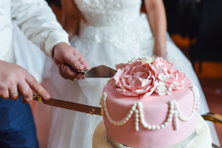 Happy wedding couple handsome groomの写真素材